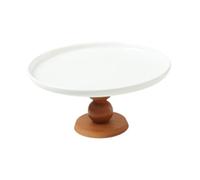 Ioensy Présentoir à Gâteaux sur Pied, Assiette à Fruits de 20 Cm, Plateau de Présentation pour Desserts, Présentoir à Gâteaux, Plateau Piédestal En Céramique, Pied Marron
