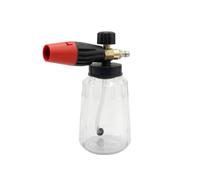 Ioensy Pulvérisateur Haute Pression Lance Mousse Réglable Mélange Eau et Savon Bouteille avec Aspiration Interne Raccord Laiton Robuste 1/4 Convient au, Buse Rouge, Bouteille Transparente