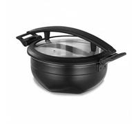 Ioensy Réchaud en Acier Inoxydable 304 Électrique Chauffe-plat de Restauration Chafing Dish avec Couvercle Amorti Silencieux et Vitre d'Inspection Poignées, Insert+Couvercle Noir