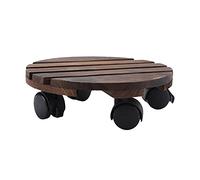 Ioensy roulettes Plantes Chariot Support Pot Fleurs Support Rond Pot Mover Solide Bois Roule sur Quatre Roues Adapté à l'Intérieur Extérieur Entretien
