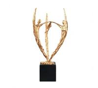 Ioensy Sculpture Figurative Abstraite Statue Ornement Décor en Fonte avec Marbre Aspect Sculptural Élégant Adaptée aux Étagères Consoles Tables de Travail, Or, B Base en Marbre 49 14.5 29cm