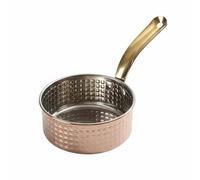 Ioensy Single Handle Cooking Pan Casserole Mini Poêle Saucière en Acier Inoxydable avec Manche Ergonomique Aspect Élégant Nettoyage Simple Convient au, 15CM, Poignée Unique Or