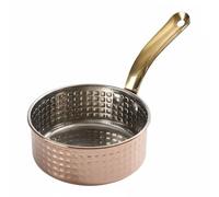 Ioensy Single Handle Cooking Pan Casserole Mini Poêle Saucière en Acier Inoxydable avec Manche Ergonomique Aspect Élégant Nettoyage Simple Convient au, 8CM, Poignée+Dorée+Unique