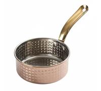 Ioensy Single Handle Cooking Pan Casserole Mini Poêle Saucière en Acier Inoxydable avec Manche Ergonomique Aspect Élégant Nettoyage Simple Convient au, 14CM, Poignée+Or+Simple