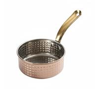 Ioensy Single Handle Cooking Pan Casserole Mini Poêle Saucière en Acier Inoxydable avec Manche Ergonomique Aspect Élégant Nettoyage Simple Convient au, 12CM, Poignée Simple Or
