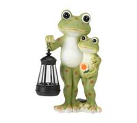 Ioensy Statue de Grenouille de Jardin avec Lampe Solaire Décorative, Sculpture Réaliste, Figurine Animale pour Balcon Ou Maison, Vert