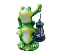 Ioensy Statue de Jardin Grenouille, Lampe Solaire, Décoration de Jardin en Résine, Statue de Grenouille Solaire