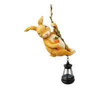 Ioensy Statue D'extérieur avec Lumière Solaire, Statue d'animal D'extérieur avec Lanterne LED, Figurines Grimpant sur Résine pour Le, Lapin, 7.5 X 9 X 17 Cm