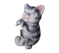 Ioensy Statuette D'animal Suspendue En Résine, Figurine Créative pour Jardin, Sculpture Décorative pour Pot de Fleurs et Vase, Idéale pour La Pelouse, La, Minou gris