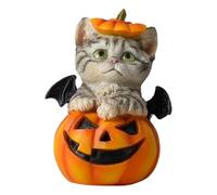 Ioensy Statuette de Chat Citrouille D'Halloween - Ornement Décoratif Polyvalent et Multifonctionnel - Petite Sculpture pour étagère