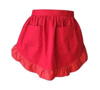 Ioensy Tablier de Taille, Tablier de Serveur, élégant avec Poches, Tablier de Serveuse, Demi-tablier Court pour La Cuisine, La Préparation Du Repas et Le, rouge