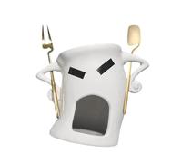 Ioensy Tasse Fondue Chocolat Mini Tasse Fromage Cuillère Céramique Fourchette Attitude Créative Matériau Épais Fonction Fondue Convient pour Fête, Blanc