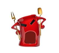 Ioensy Tasse Fondue Chocolat Mini Tasse Fromage Cuillère Céramique Fourchette Attitude Créative Matériau Épais Fonction Fondue Convient pour Fête, Rouge