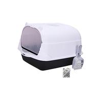 Ioensy Toilettes pour Chat Fermées avec Porte à Rabat, Pot Portable pour Chatons, Noir