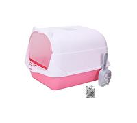 Ioensy Toilettes pour Chat Fermées avec Porte à Rabat, Pot Portable pour Chatons, Rose