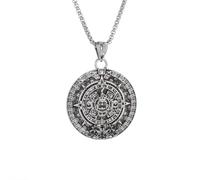 IOETSEUT Calendrier Solaire Maya aztèque Collier Pendentif pour Hommes et Femmes Collier Pendentif Insigne Porte-Bonheur avec Cordon chaîne Cadeau