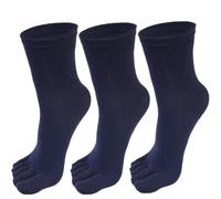 IOEUIWP 3 paires de chaussettes longues à orteils, décontractées en coton, séparées cinq doigts, confortables, bas Tube central, sport, équipe antidérapante pour hommes et femmes(Deep blue-3pairs)