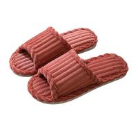 IOEUIWP Couple Open Toe Slippers Men Women Indoor Anti Slip Breathable Silent Bedroom Home Shoes Autumn Winter Spring Pour l'intérieur et l'extérieur(Skin red,40-41)
