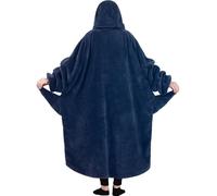 IOEUIWP Couverture à capuche motif requin amusant, vêtements de maison, nuit for couple, dessin animé, châle chaud, pyjama animal, couette épaisse et agrandie Pour Femme et Homme(Dark blue)