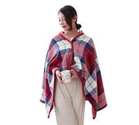 IOEUIWP Couverture polaire portable, poncho chaud avec boutons, peluche sans manches for femme, cape enveloppante for un design à carreaux léger Pour Femme et Homme(Color11)