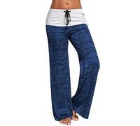 IOEUIWP Leggings Amples Femmes Pantalons à Jambes Larges Lacets Fitness Grande Taille Pantalon Haute Femme Patchwork Botte Coupe(Bu,M)