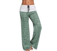 IOEUIWP Leggings Amples Femmes Pantalons à Jambes Larges Lacets Fitness Grande Taille Pantalon Haute Femme Patchwork Botte Coupe(GN,XX-Large)