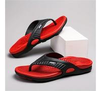 IOEUIWP Men's Massage Non-Slip Flip Flops, Quick-Drying Comfy Thong Sandals For Indoor Outdoor, Summer Slippers Pour l'intérieur et l'extérieur(Red,46)
