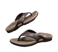 IOEUIWP Men's Massage Non-Slip Flip Flops, Quick-Drying Comfy Thong Sandals For Indoor Outdoor, Summer Slippers Pour l'intérieur et l'extérieur(Khaki,43)