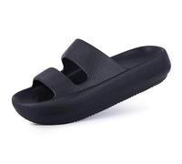 IOEUIWP Sandales plates d'été for femmes, confortables, légères à enfiler, pantoufles unisexes, douces, antidérapantes, décontractées, for la plage Pour l'intérieur et l'extérieur(Black,41)