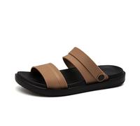 IOEUIWP Summer Men's Slippers Flat Bottom Sandals Driving Shoes Indoor Outdoor Beach Casual EVA Sport Sneakers Size40-45 Pour l'intérieur et l'extérieur(Khaik,42)