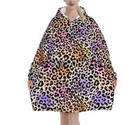 IOEUIWP Sweat à capuche surdimensionné imprimé guépard, pull polaire portable, couvertures Sherpa en microfibre chaudes et confortables Pour Femme et Homme(Color 5)