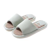 IOEUIWP Women Linen Slippers Four Seasons Indoor Sandals Adults Cartoon Slides Couples Open Toed Breathable Home Shoes Pour l'intérieur et l'extérieur(Green,42-43)
