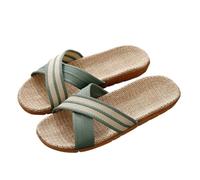 IOEUIWP Women Shoes Slippers Flat Open Toe Linen Lightweight Summer Sandals Ladies Flip-flop For Indoor House Slides Pour l'intérieur et l'extérieur(LIGHT BLUE,39-40)