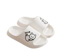 IOEUIWP Women Slippers Thick Platform Non-Slip Home Cat Cartoon Flip Flops Summer Beach Sandals Slides Indoor Shoes Pour l'intérieur et l'extérieur(White,42-43)