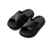 IOEUIWP Women's Home Slippers Cross Band Thick Bottom EVA Anti-slip Waterproof Comfortable Lightweight Shoes Pour l'intérieur et l'extérieur(Black,38-39)