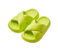 IOEUIWP Women's Home Slippers Cross Band Thick Bottom EVA Anti-slip Waterproof Comfortable Lightweight Shoes Pour l'intérieur et l'extérieur(Green,38-39)
