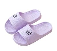 IOEUIWP Women's Slippers Indoor Soft Sole Cartoon Bear Print Slides Bathroom EVA Men Summer Outdoor Cool Shoes Couple Pour l'intérieur et l'extérieur(Purple,39)