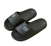 IOEUIWP Women's Slippers Indoor Soft Sole Cartoon Bear Print Slides Bathroom EVA Men Summer Outdoor Cool Shoes Couple Pour l'intérieur et l'extérieur(Black,41)
