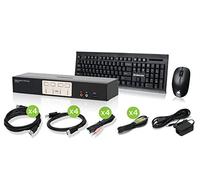 IOGEAR Cinéma 4K DisplayPort KVMP avec Clavier et Souris sans Fil avec Jeu Complet de câbles (GCS1934-KM TAA)