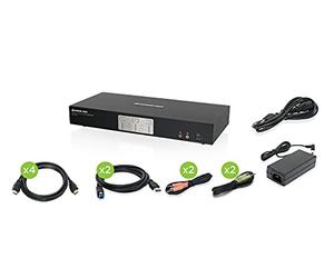 IOGEAR Commutateur KVMP Double Vue 4K à 2 Ports avec Connexion HDMI, hub USB 3.0 et Audio (TAA) GCS1942H