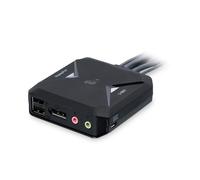 IOGEAR KVM hybride 4K à 2 ports - Partagez 2 ordinateurs avec 1 clavier, souris et moniteur, DisplayPort et USB-C avec audio, câbles intégrés, sélecteur à distance (GCS82DPC)