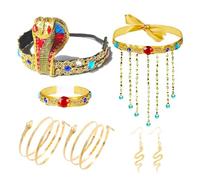 IOHJSA 7 Pièces Accessoires de Costume Égyptien, Cléopâtre coiffure Set Halloween Egyptian, pour Mascarade Halloween Carnaval NoëL Jeux de Rôle Soirée à Thème Égyptien