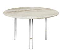 GUBI Table basse IOI Marbre beige - supports chrome ø70 cm