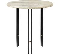 GUBI Table basse IOI Ø50 cm Noir - laiton - marbre beige