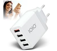 IOIO UL4 Chargeur USB Multiple avec QC 3.0 Adaptateur multiprise pour Prise de Courant, Chargeur Rapide 33 W, Station de Charge, Bloc d'alimentation USB, Prise de Charge compacte