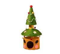 IOIUSKKU Arbre de noël pour Chat, capacité de Charge Robuste, pour décoration de Restaurant Festif, Arbre de noël Convivial, Facile à Installer, Orange - 2e étage