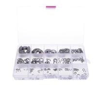IOIUSKKU Assortiment de circlips E, 15 tailles, facilement rangés dans un étui de rangement en plastique avec circlips type E en acier inoxydable 304 conçus pour résister Pour aux contraintes.