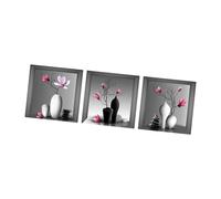 IOIUSKKU Élégante affiche murale florale, ornée d'un triptyque unique représentant des pots de fleurs, idéale pour décorer un salon, un couloir une entrée.