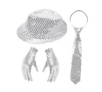 IOIUSKKU Ensemble de costume disco accrocheur pour le Nouvel An et les soirées déguisées. Accessoire de soirée années 70 pour adultes et femmes. Chapeau en tissu confectionné, style jazz, avec