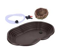 IOIUSKKU Gamelle pour Reptiles avec abreuvoirs et mangeoires pour Tortues, équipée d'une Rampe facilitant l'accès pour Nager et se Nourrir, avec évacuation, 39 x 26.5 x 5 cm